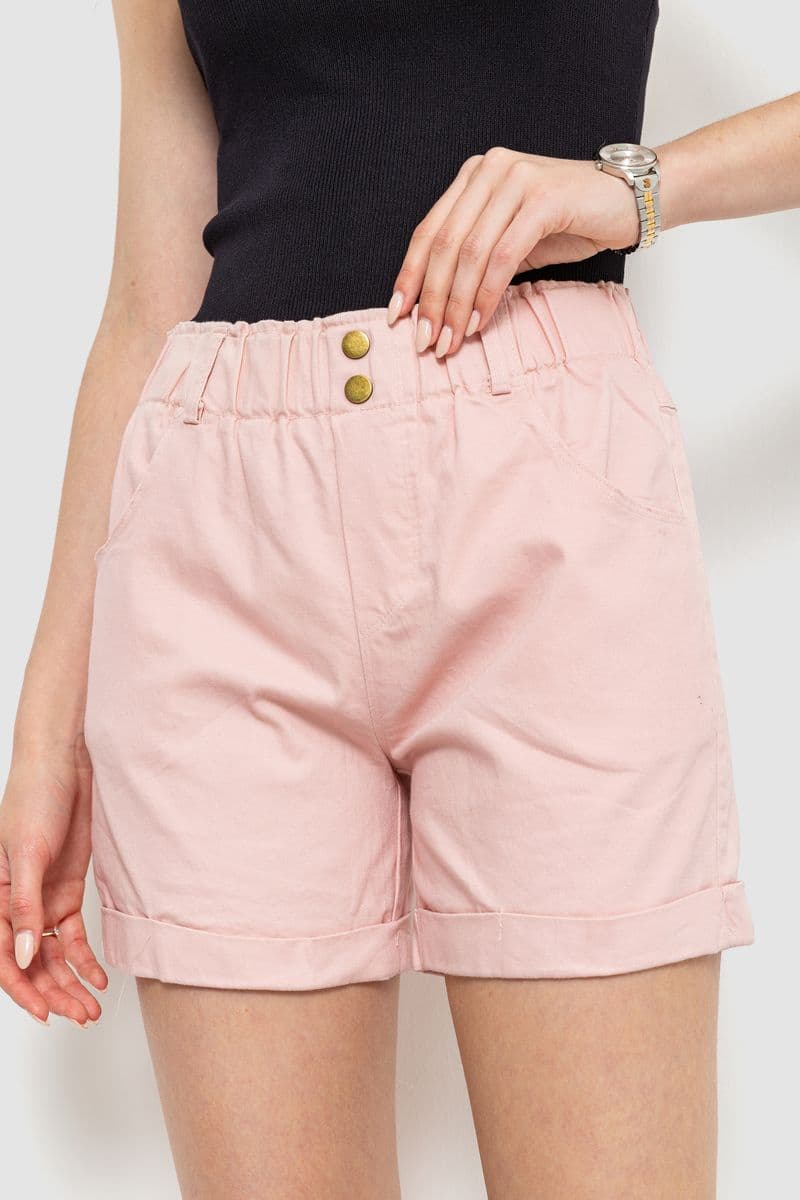 Шорти жіночі на резинці з манжетом, колір пудровий, 214R638 - зображення 1