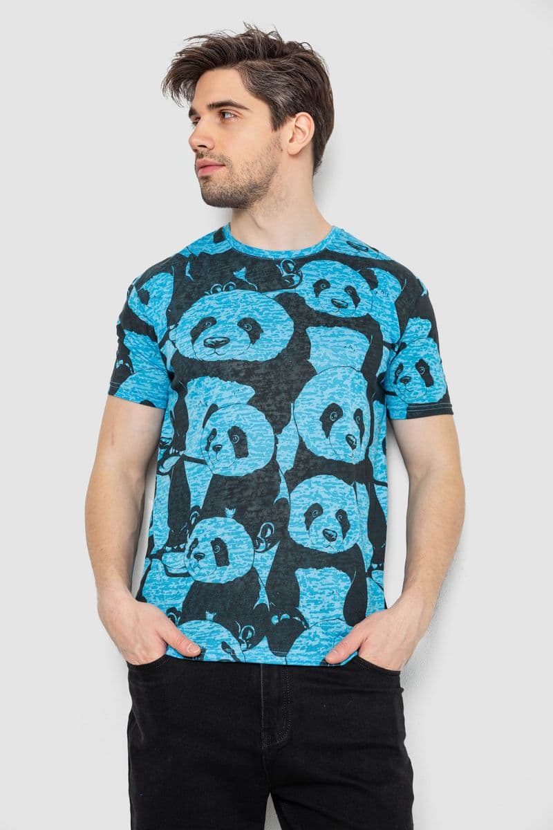 Футболка чоловіча з принтом, колір блакитний, 244R6034 - зображення 1
