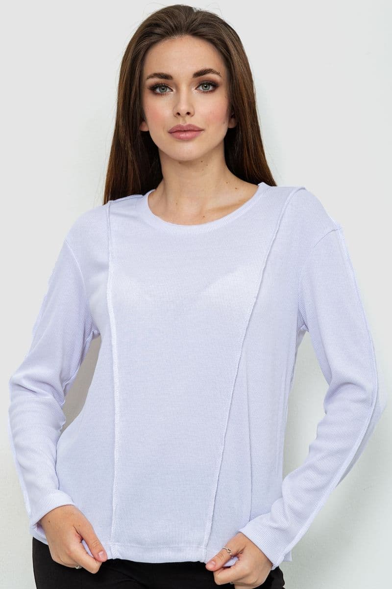 Жіночий лонгслів в рубчик, колір білий, 102R325 - зображення 1