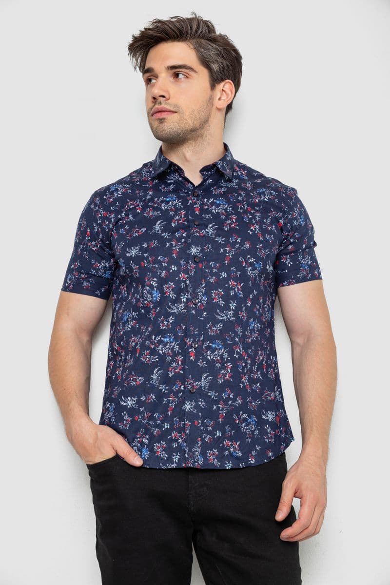Сорочка чоловіча з принтом, колір темно-синій, 214R6917-9 - зображення 1