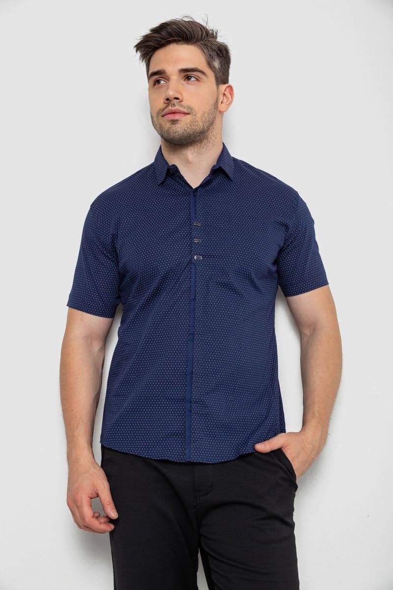 Сорочка чоловіча з принтом, колір синій, 214R7014 - зображення 1