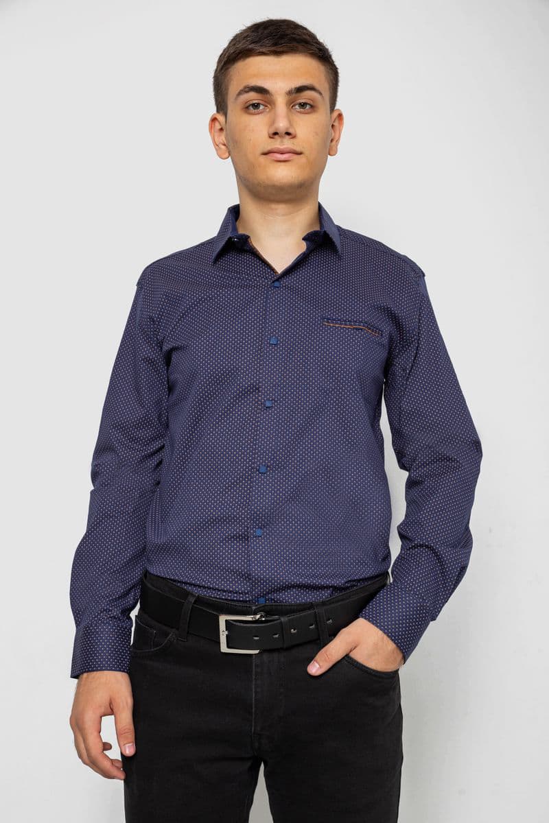 Сорочка чоловіча з принтом, колір синій, 214R7170-1 - зображення 1