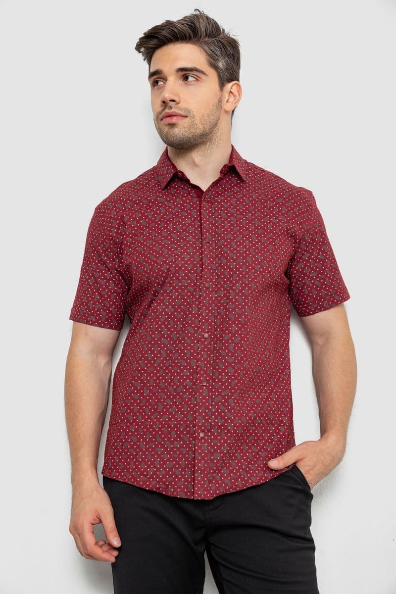 Сорочка чоловіча з принтом, колір бордовий, 214R7306 - зображення 1