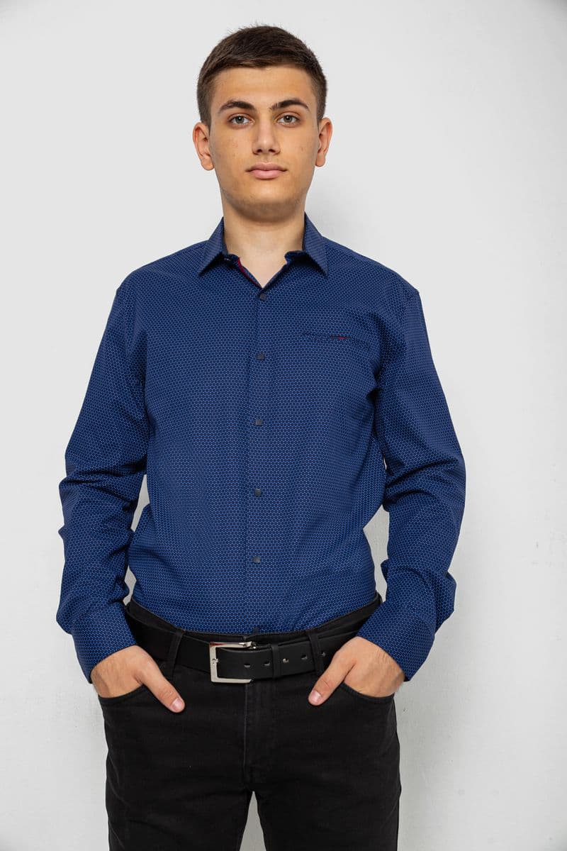 Сорочка чоловіча з принтом, колір темно-синій, 214R7402 - зображення 1