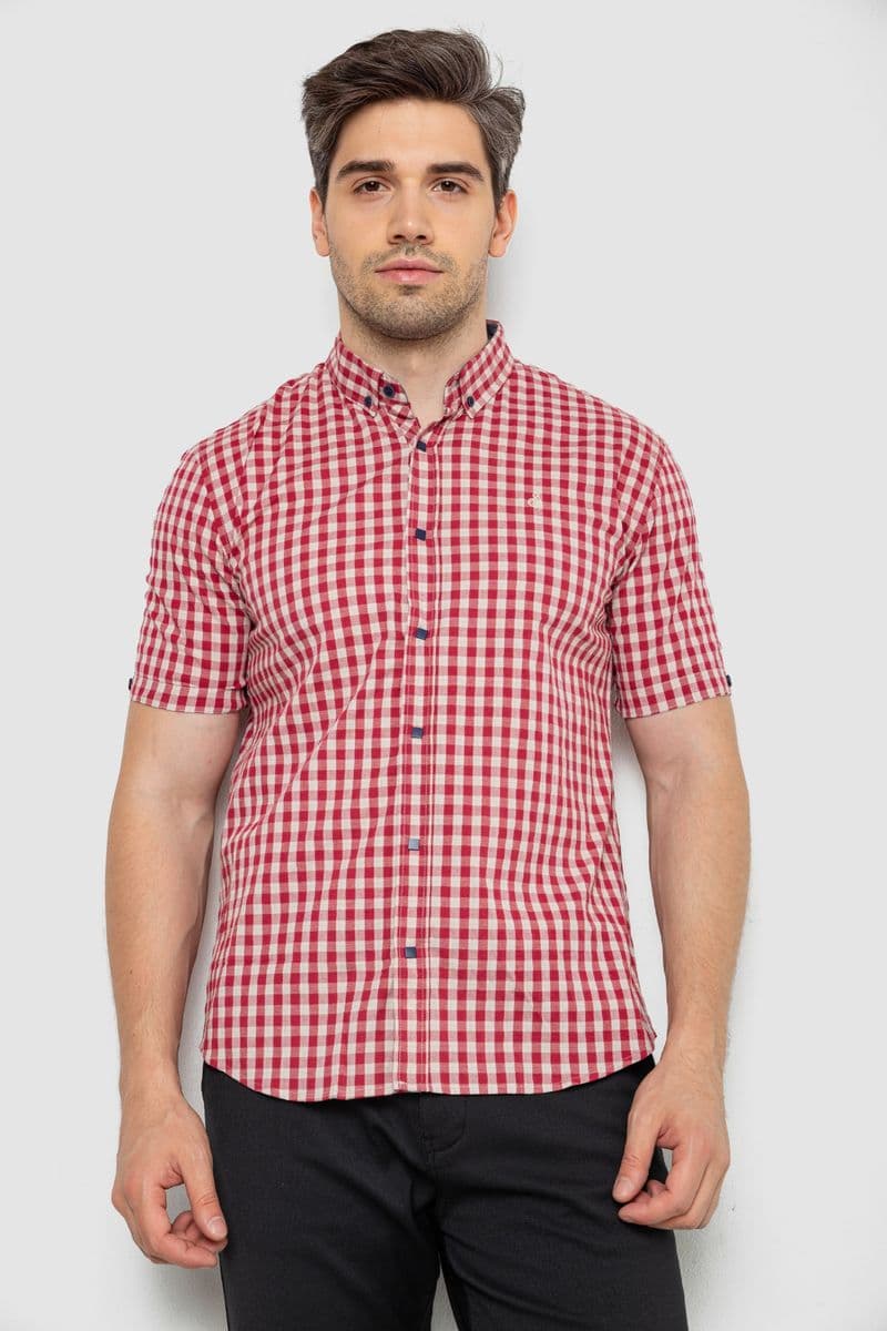 Сорочка чоловіча в клітку, колір червоний, 214R832 - зображення 1
