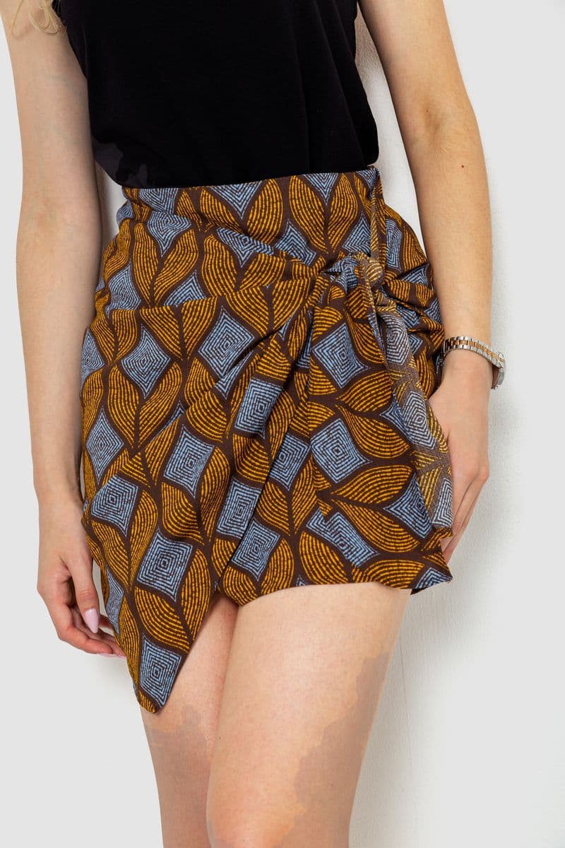 Спідниця з принтом, колір гірчично-коричневий, 244R202 - зображення 1