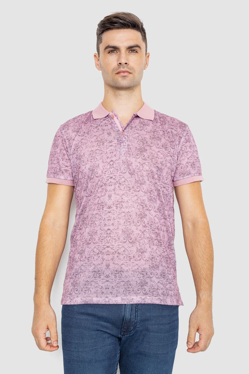 Поло чоловіче з принтом, колір світло-бузковий, 247R316 - зображення 1
