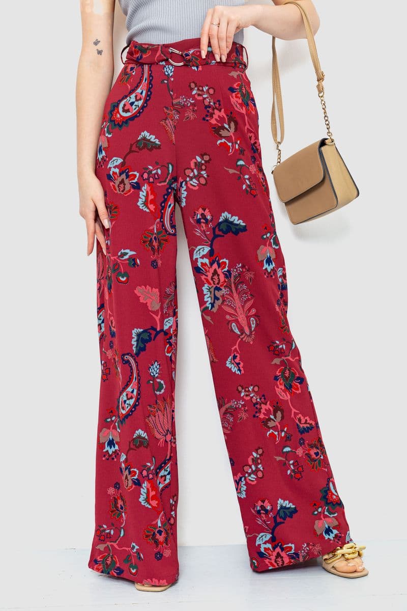 Штани жіночі вільного крою, колір бордовий, 244R050 - зображення 1