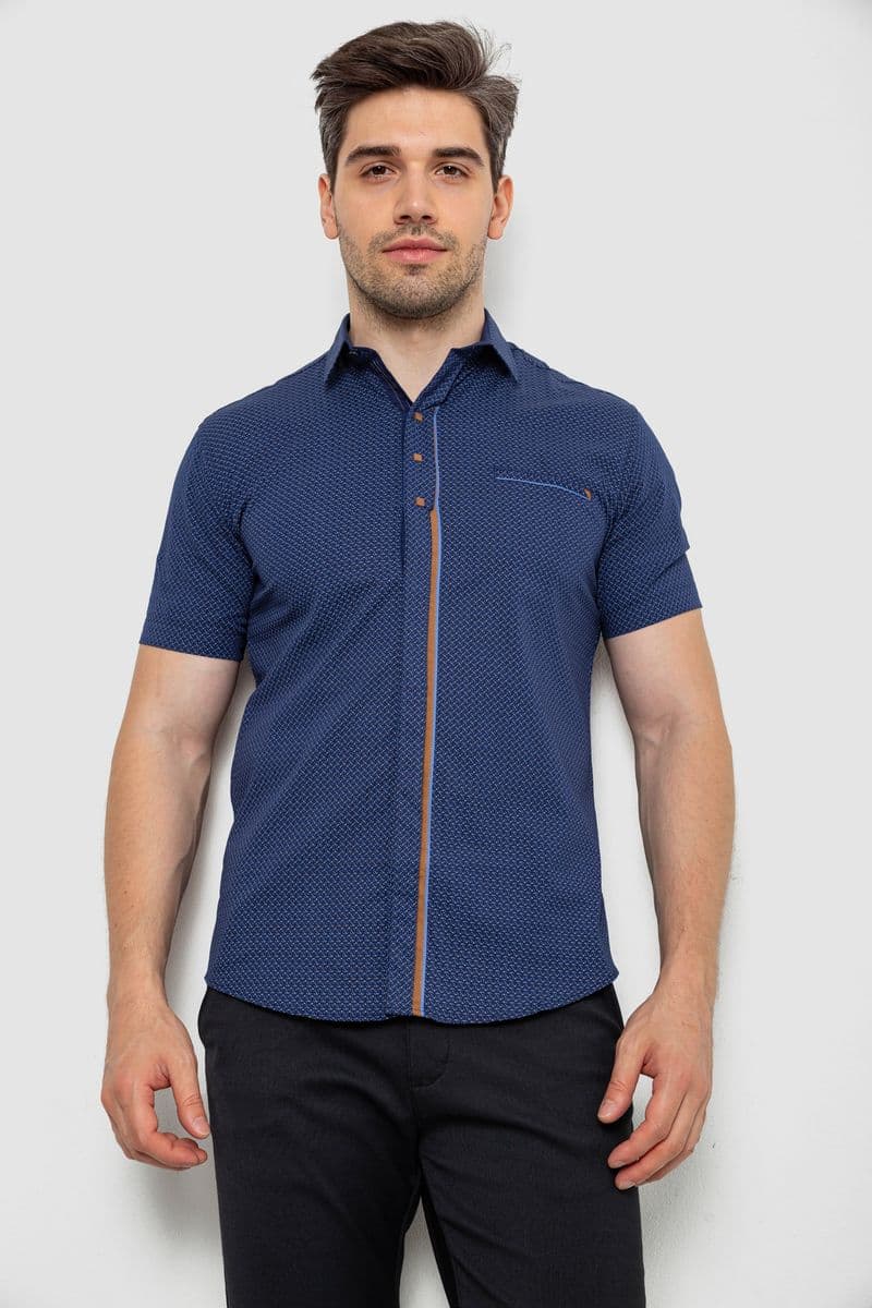 Сорочка чоловіча з принтом, колір синій, 214R7017 - зображення 1