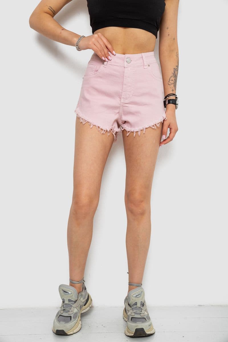 Шорти джинсові жіночі, колір пудровий, 182R1076 - зображення 1