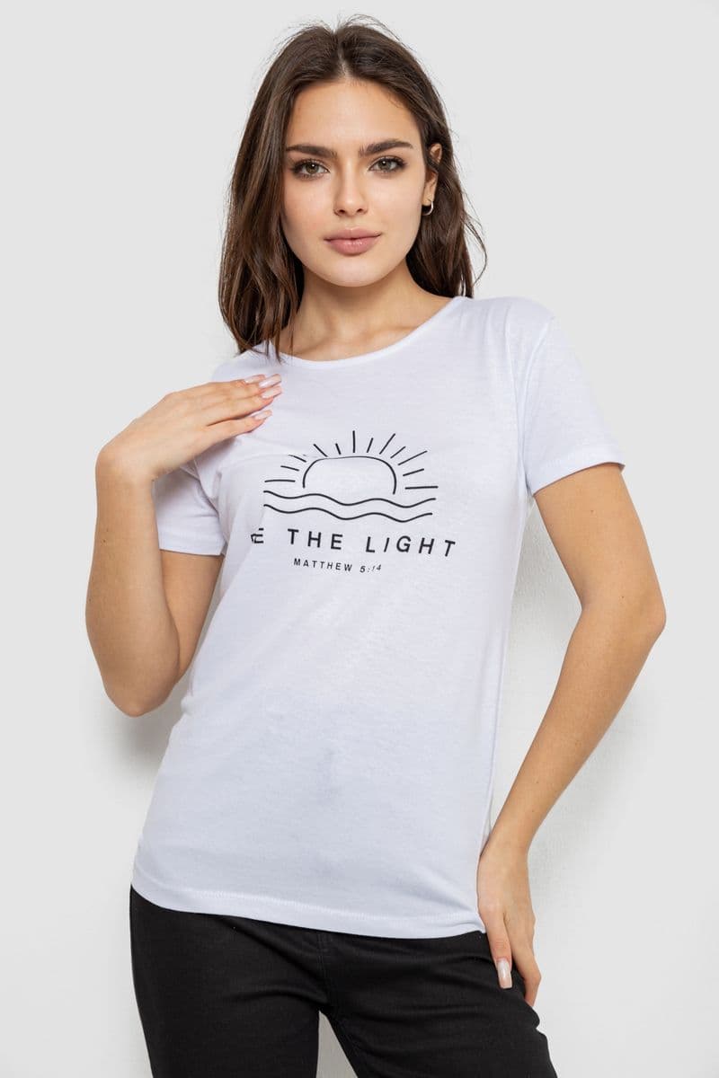 Футболка жіноча з принтом, колір білий, 244R601 - зображення 1