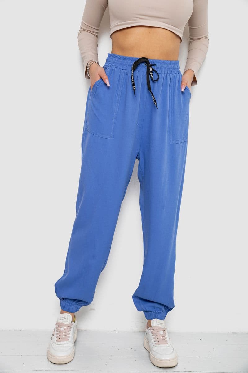 Штани жіночі катонові, колір електрик, 244RLE-075 - зображення 1