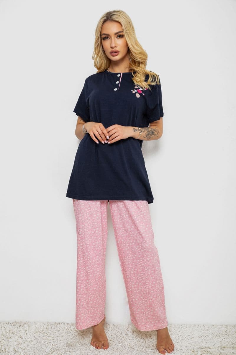 Піжама жіноча з принтом, колір синій, 243R10364 - зображення 1