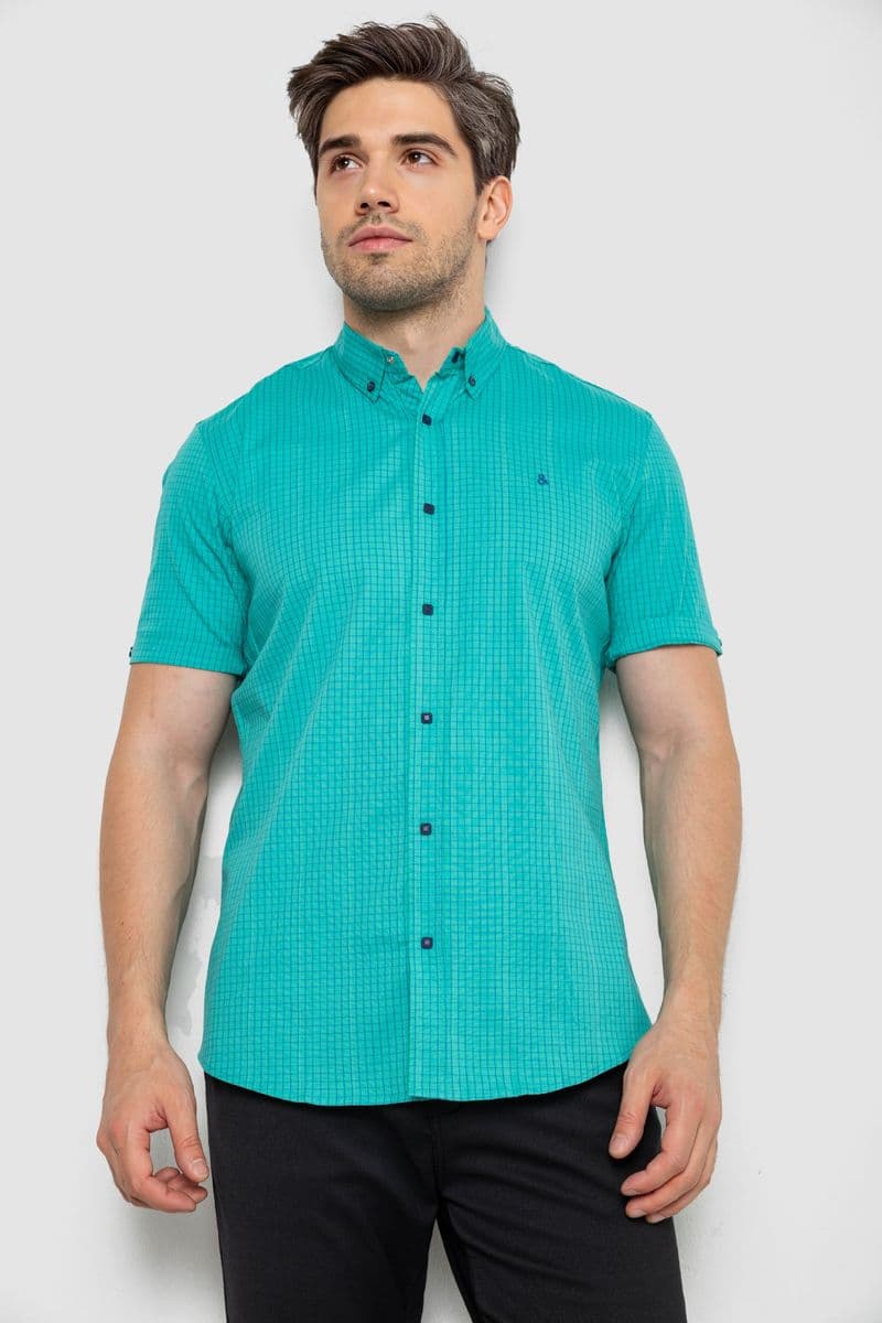 Сорочка чоловіча з принтом, колір бірюзовий, 214R4564-4 - зображення 1