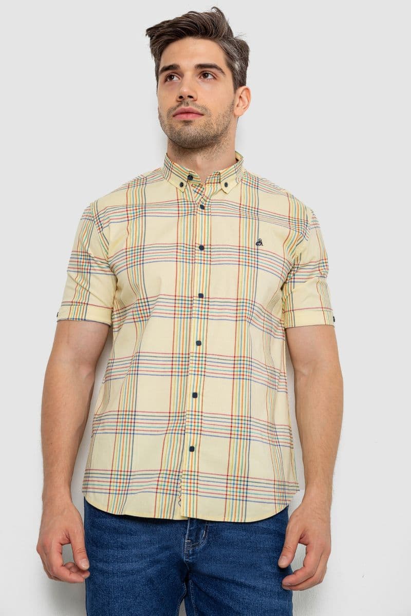 Сорочка чоловіча в клітку, колір жовтий, 214R244564 - зображення 1