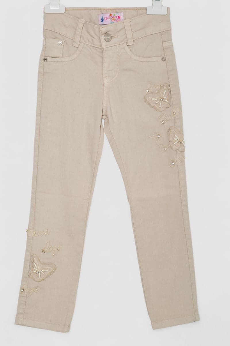 Джинси для дівчаток, колір бежевий, 247R10038 - зображення 1