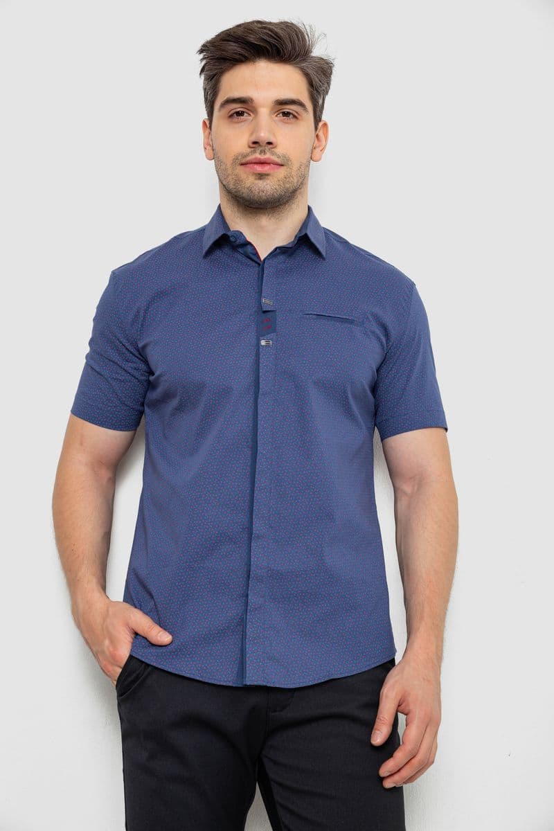 Сорочка чоловіча з принтом, колір джинс, 214R7018 - зображення 1
