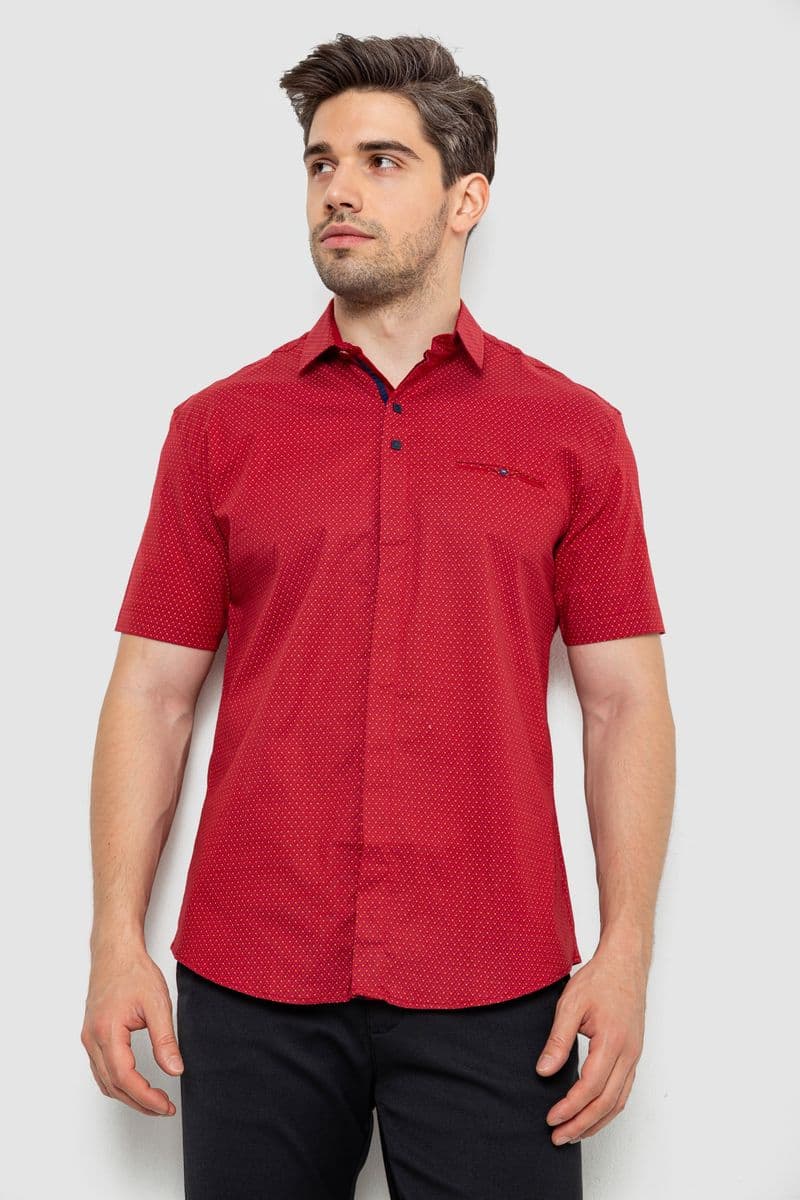 Сорочка чоловіча з принтом, колір бордовий, 214R7130 - зображення 1