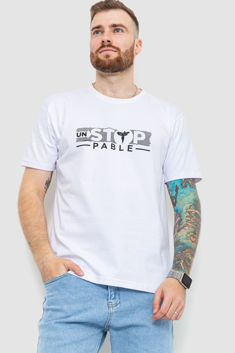 Футболка чоловіча батал, колір білий, 208R014 - зображення 1