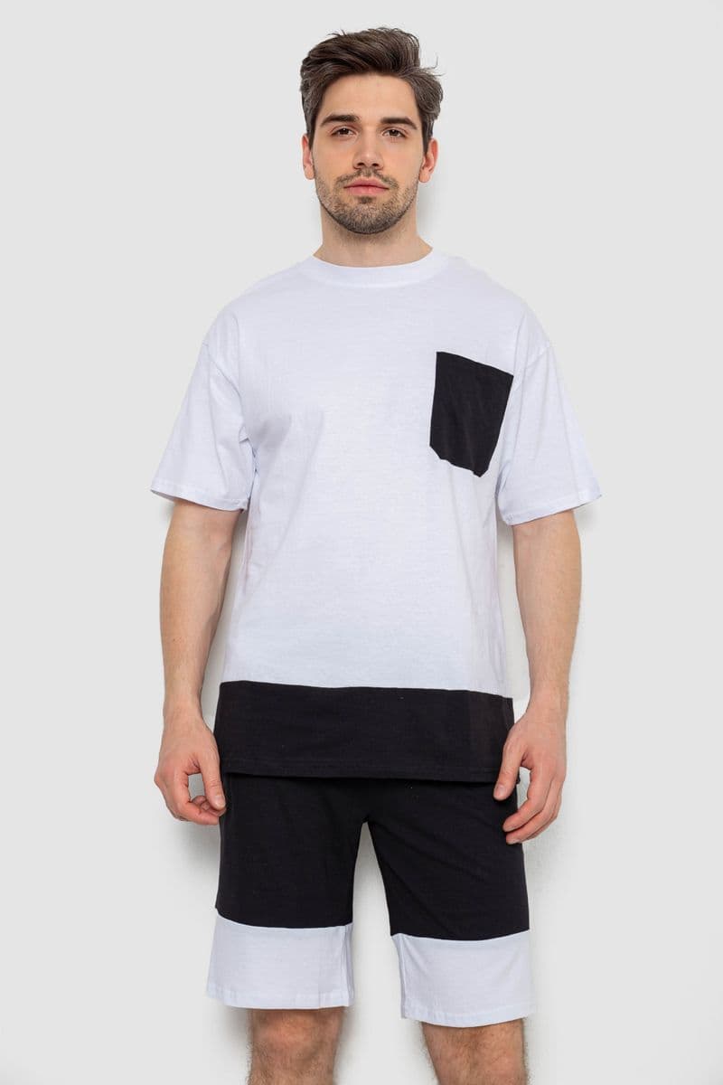 Костюм чоловічий повсякденний, колір біло-чорний, 238R1533 - зображення 1