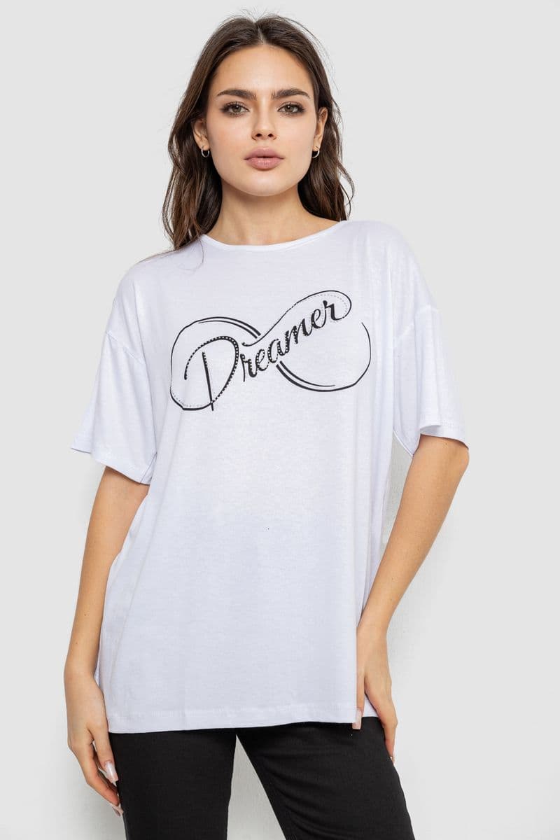 Футболка жіноча з принтом, колір білий, 244R611 - зображення 1