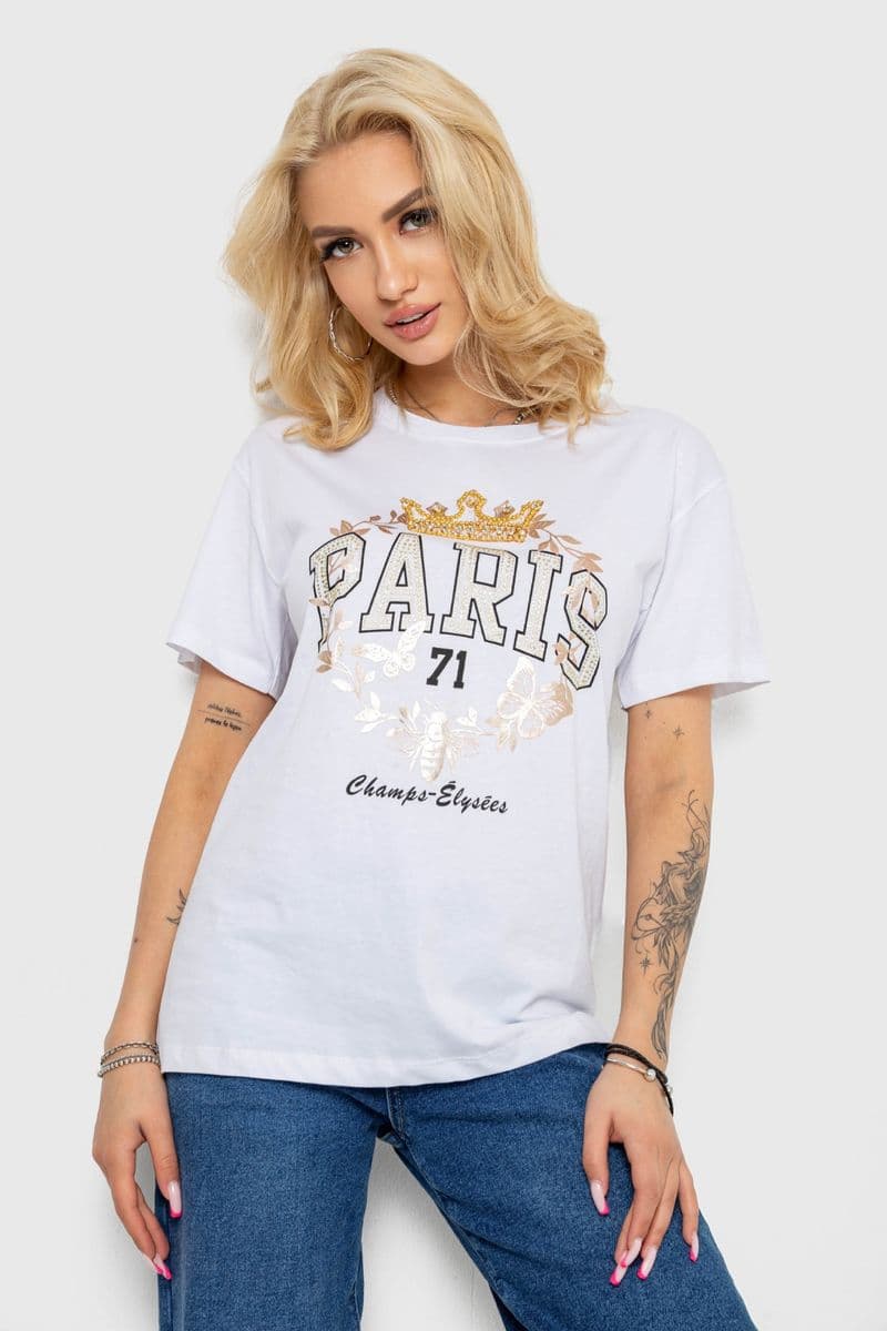 Футболка жіноча, колір білий, 244R4585 - зображення 1