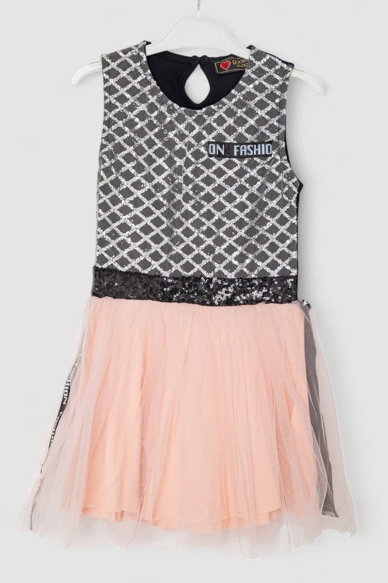 Сукня для дівчаток ошатна, колір чорно-рожевий, 247R331-1 - зображення 1