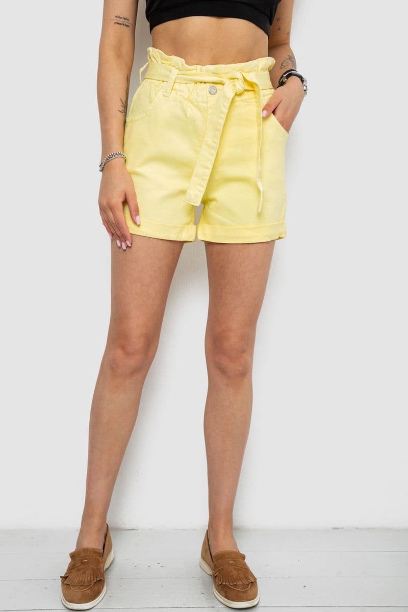 Шорти джинсові жіночі, колір жовтий, 182R1468 - зображення 1