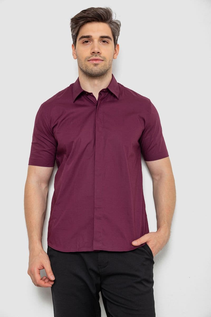 Сорочка чоловіча однотонна, колір сливовий, 214R6917-3 - зображення 1