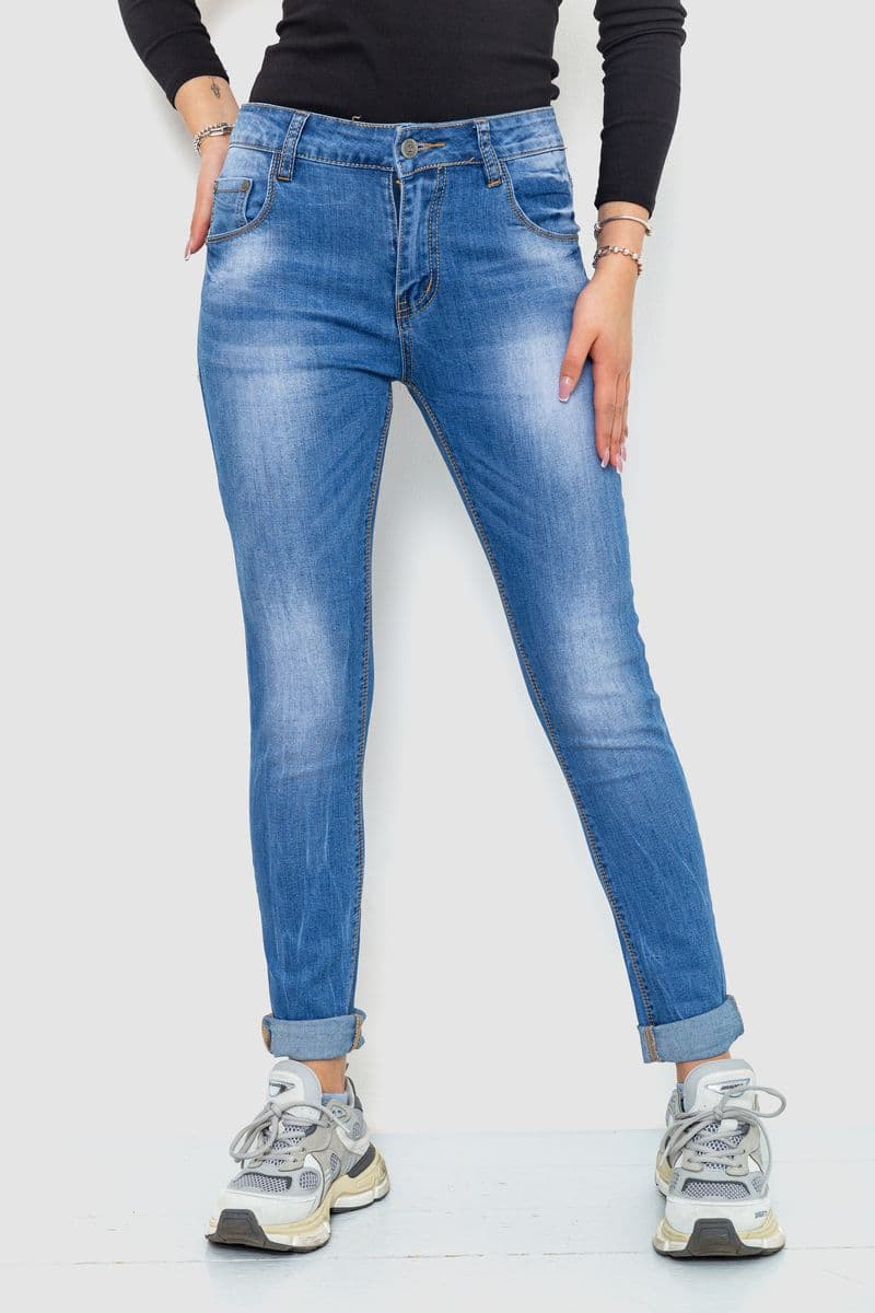 Джинси жіночі з потертостями, колір синій, 244RS10 - зображення 1