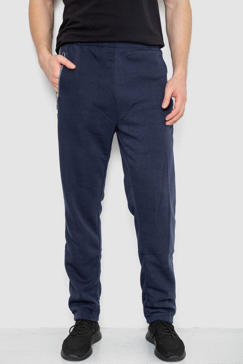 Спортивні штани чоловічі на флісі, колір темно-синій, 244R41156 - зображення 1