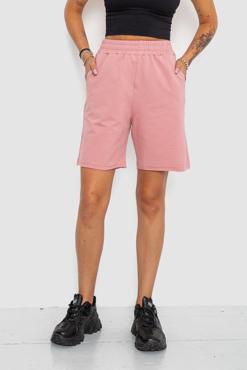Шорти жіночі однотонні, колір пудровий, 102R326-1 - зображення 1