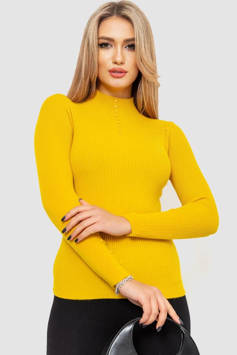 Водолазка жіноча в рубчик, колір гірчичний, 204R044 - зображення 1