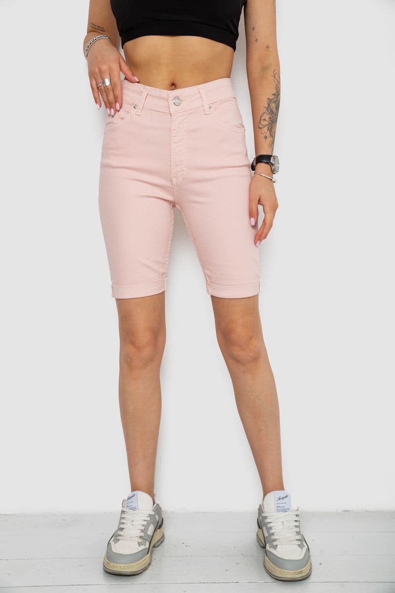 Шорти джинсові жіночі, колір рожевий, 182R1700 - зображення 1