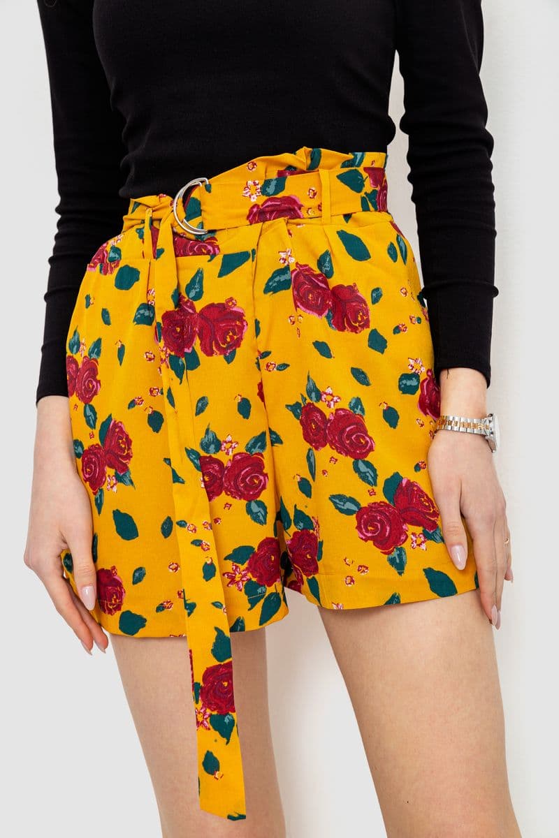 Шорти жіночі шифонові, колір гірчичний, 244R077 - зображення 1