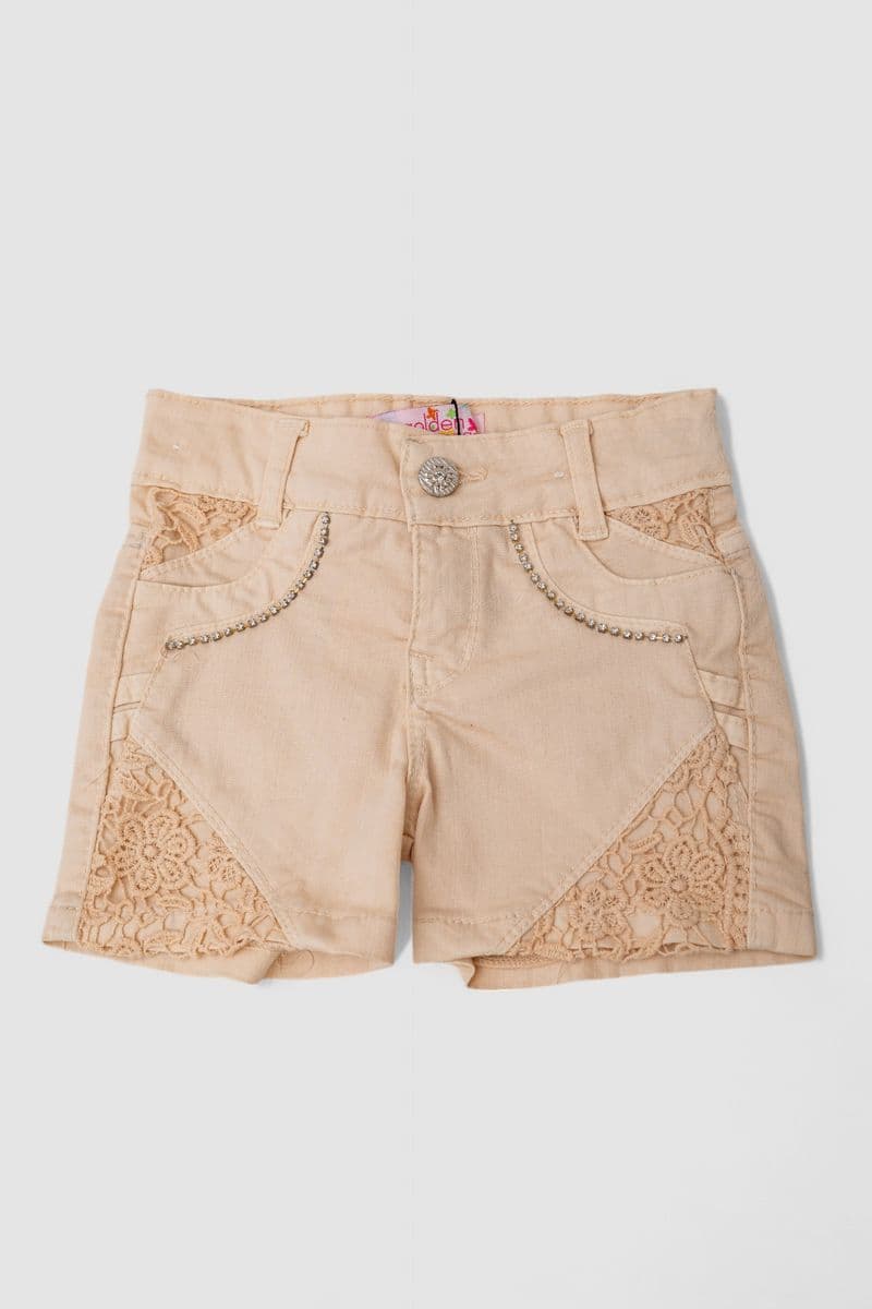Шорти джинсові для дівчинки, колір бежевий, 247R10033 - зображення 1