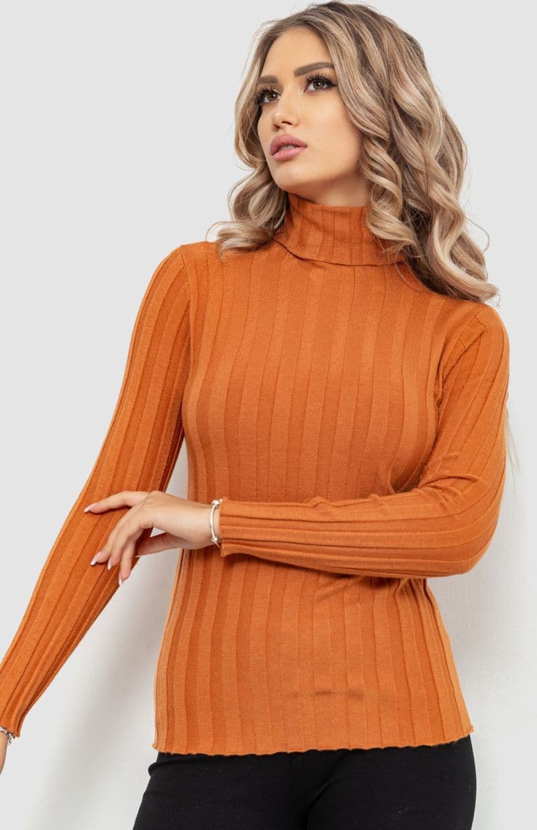 Гольф жіночий однотонний, колір теракотовий, 204R056 - зображення 1