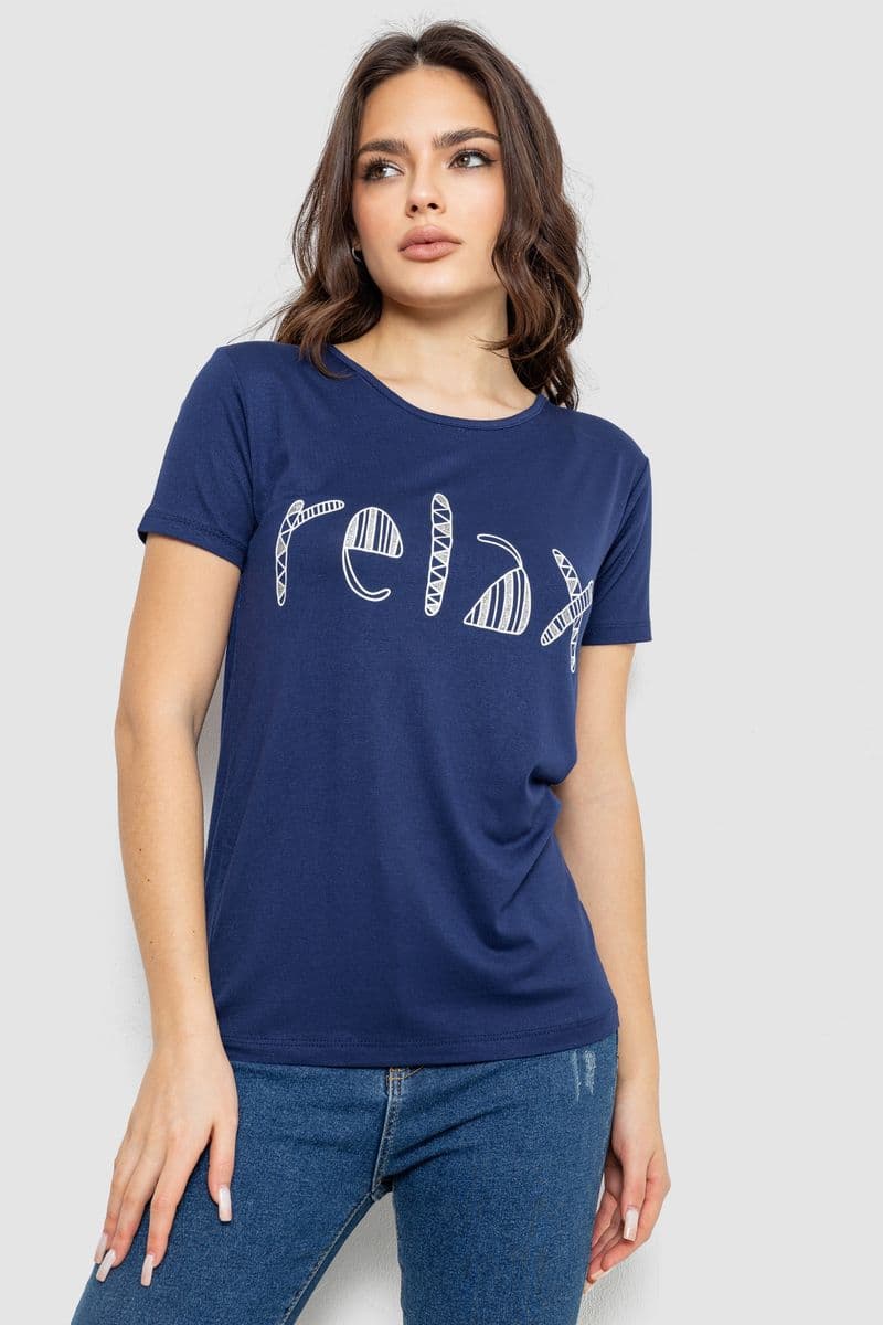 Футболка жіноча з принтом, колір синій, 244R610 - зображення 1