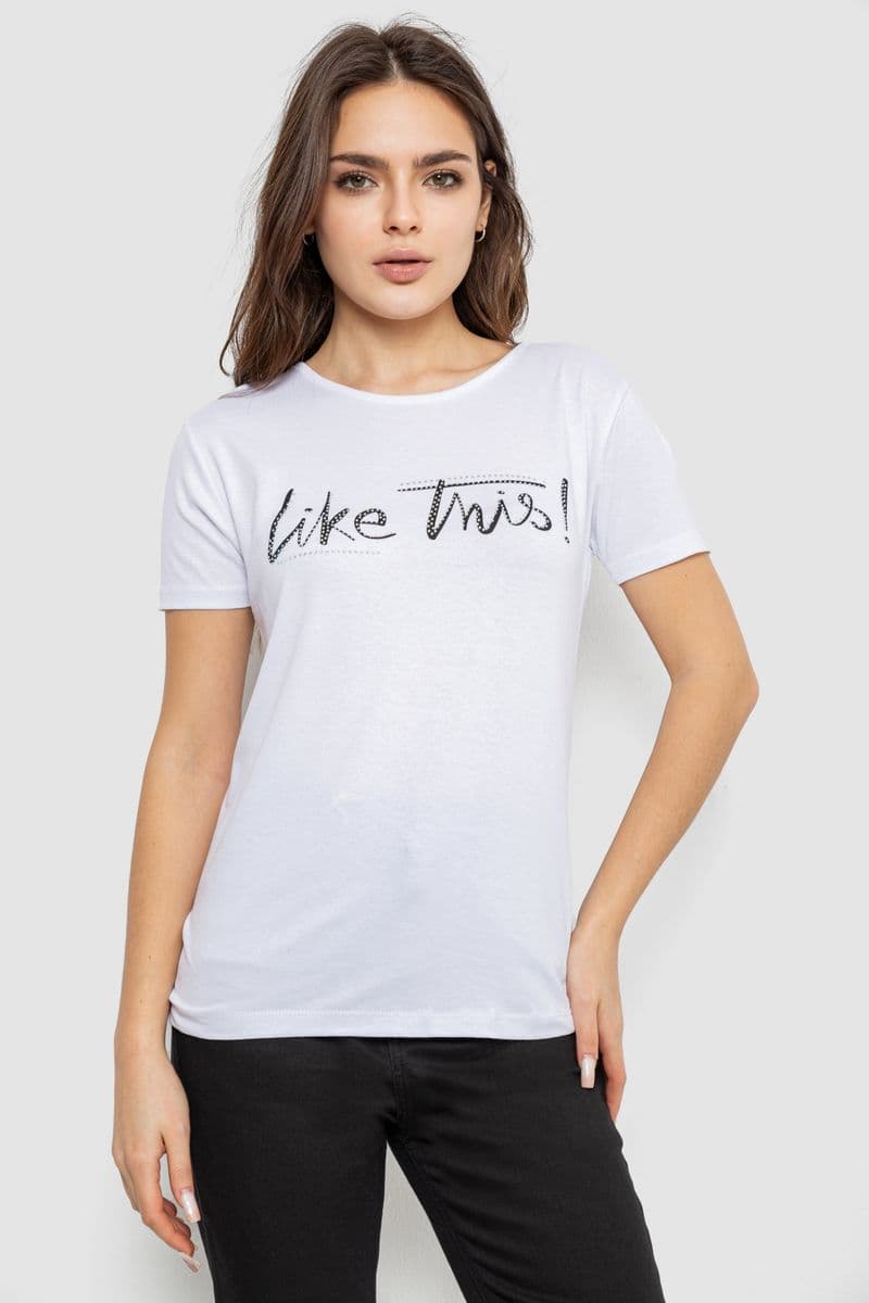 Футболка жіноча з принтом, колір білий, 244R501 - зображення 1
