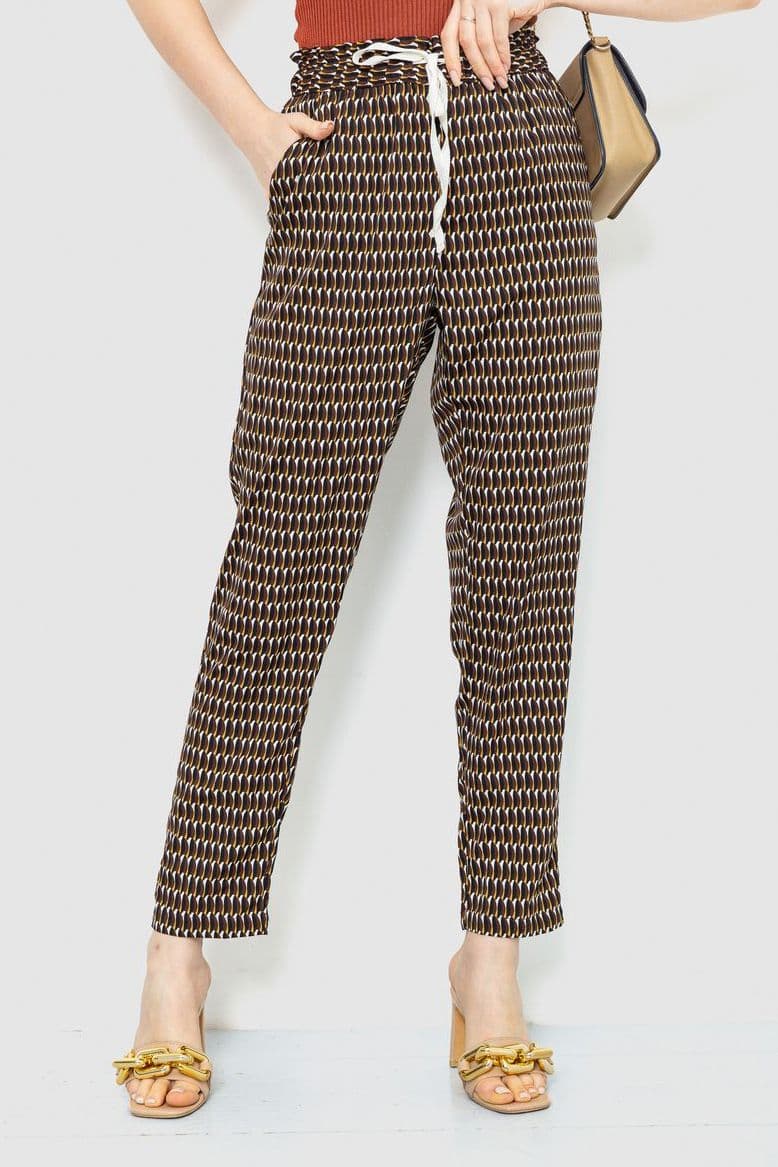 Штани жіночі вільного крою, колір коричнево-гірчичний, 244R053 - зображення 1