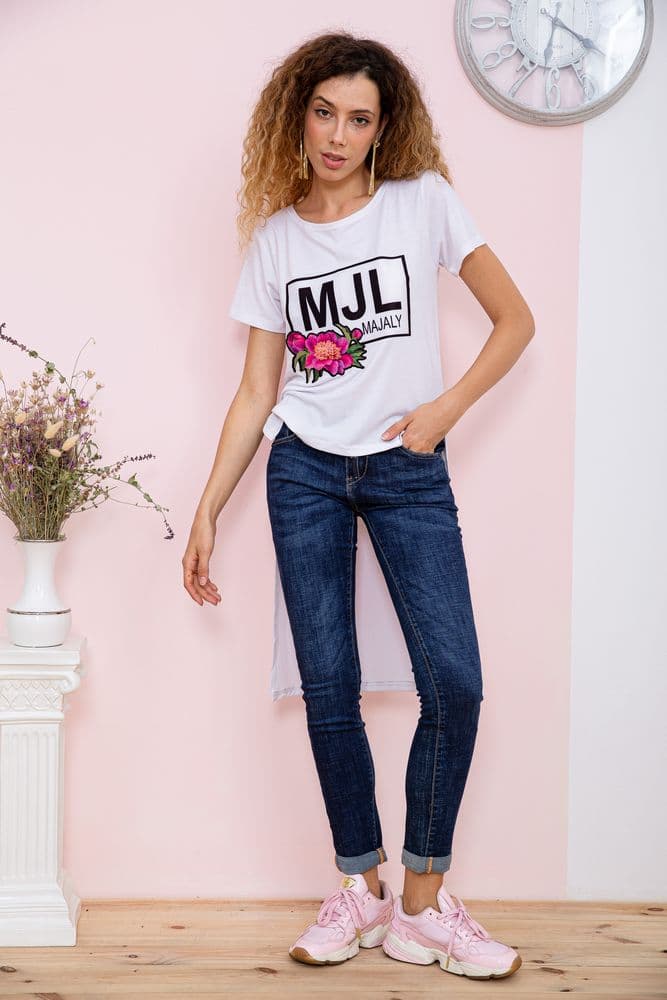 Туніка білого кольору, з принтом, 167R005-2 - зображення 1