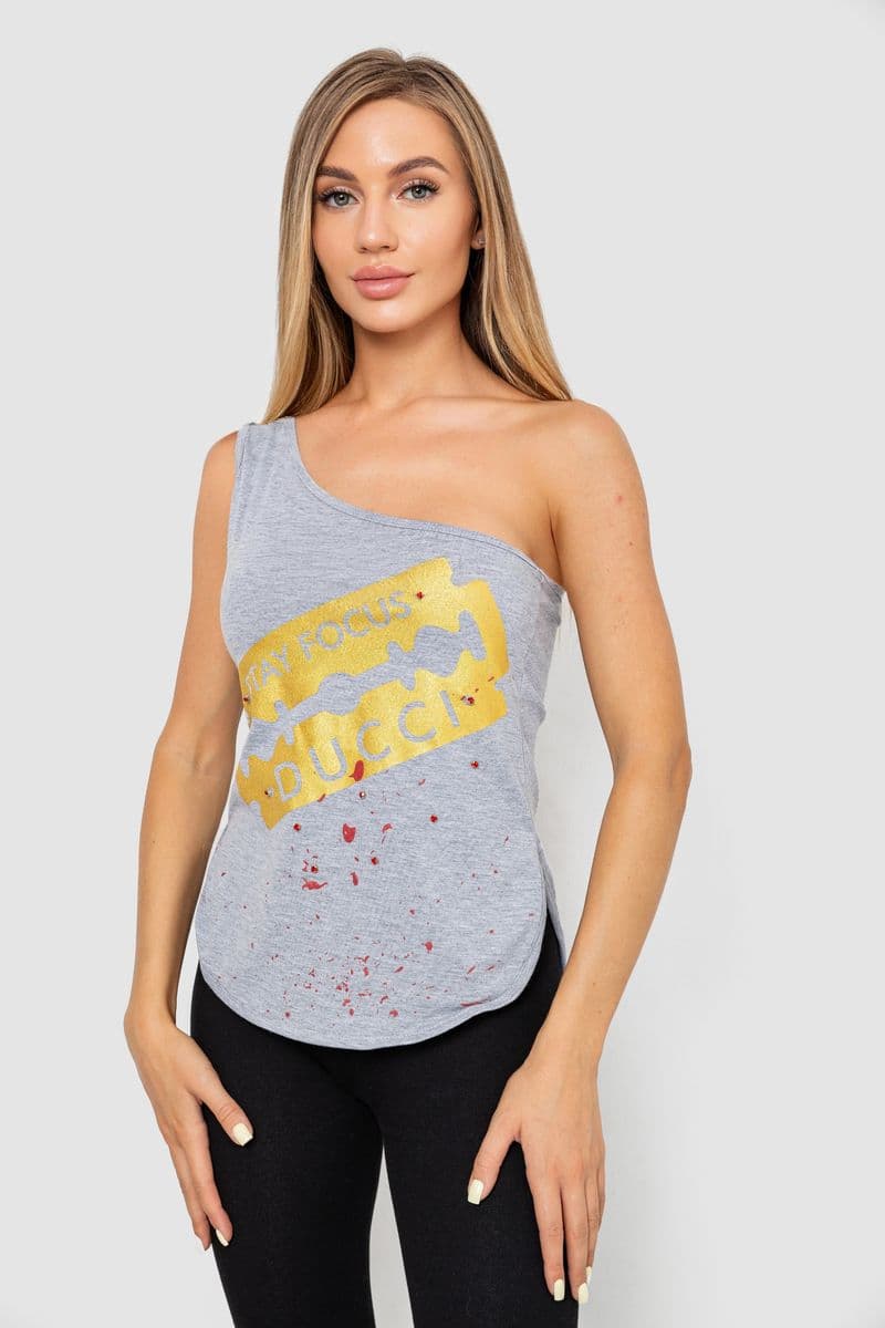 Майка жіноча зі стразами, колір сірий, 247R029 - зображення 1