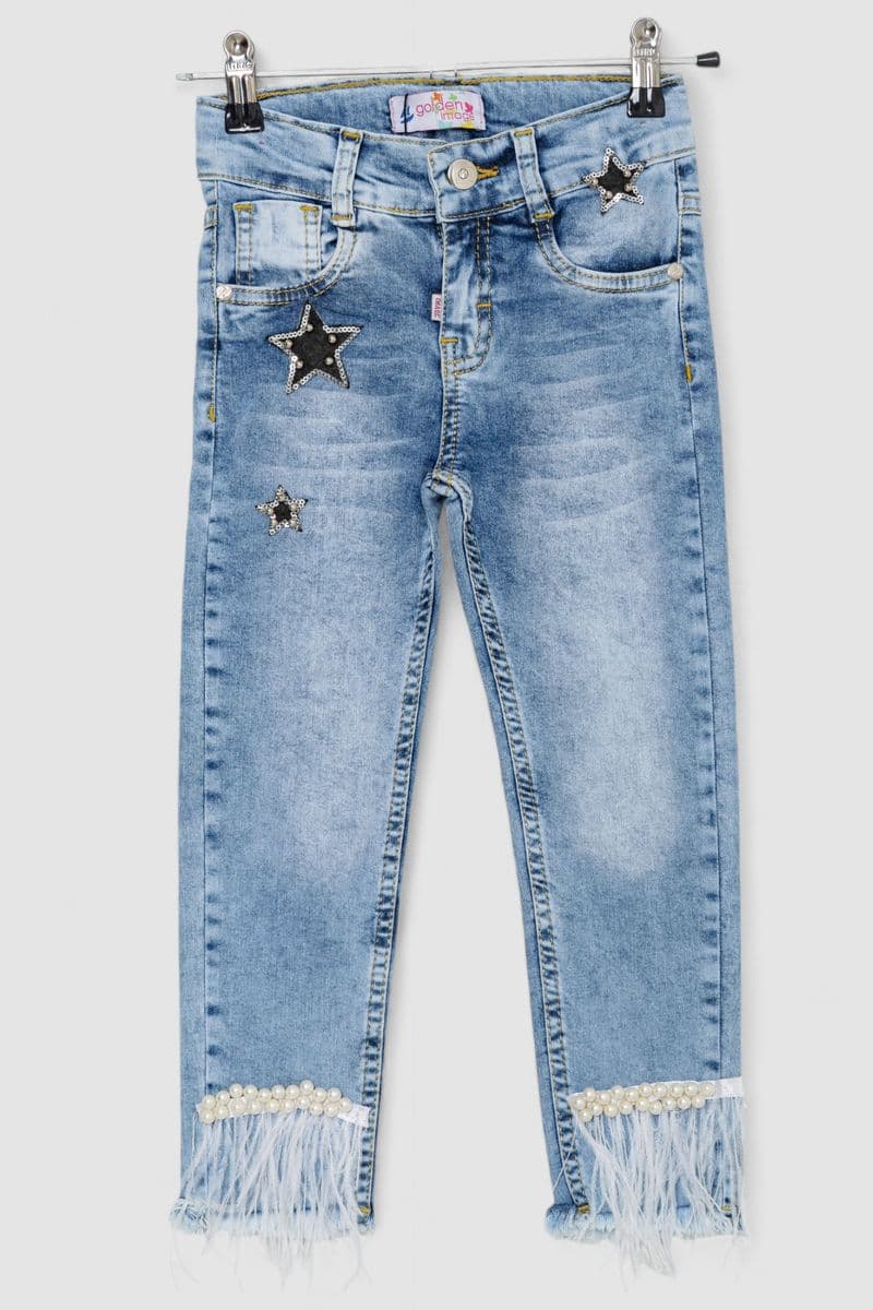 Джинси для дівчаток, колір темно-блакитний, 247R1823 - зображення 1