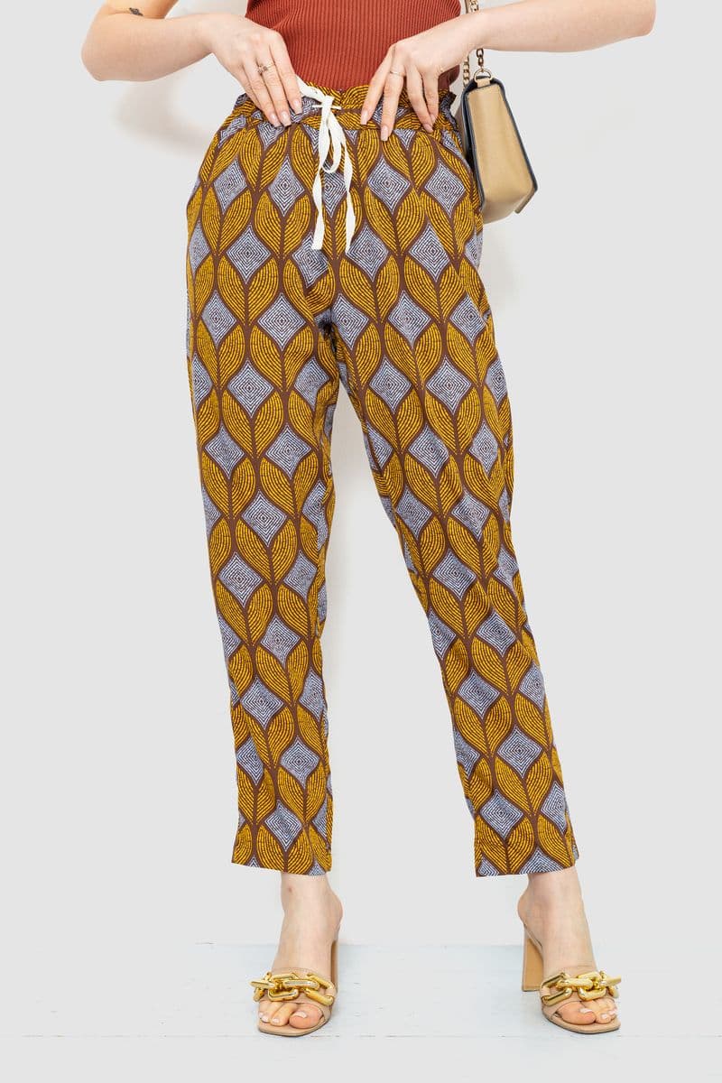 Штани жіночі вільного крою, колір гірчичний, 244R053-1 - зображення 1