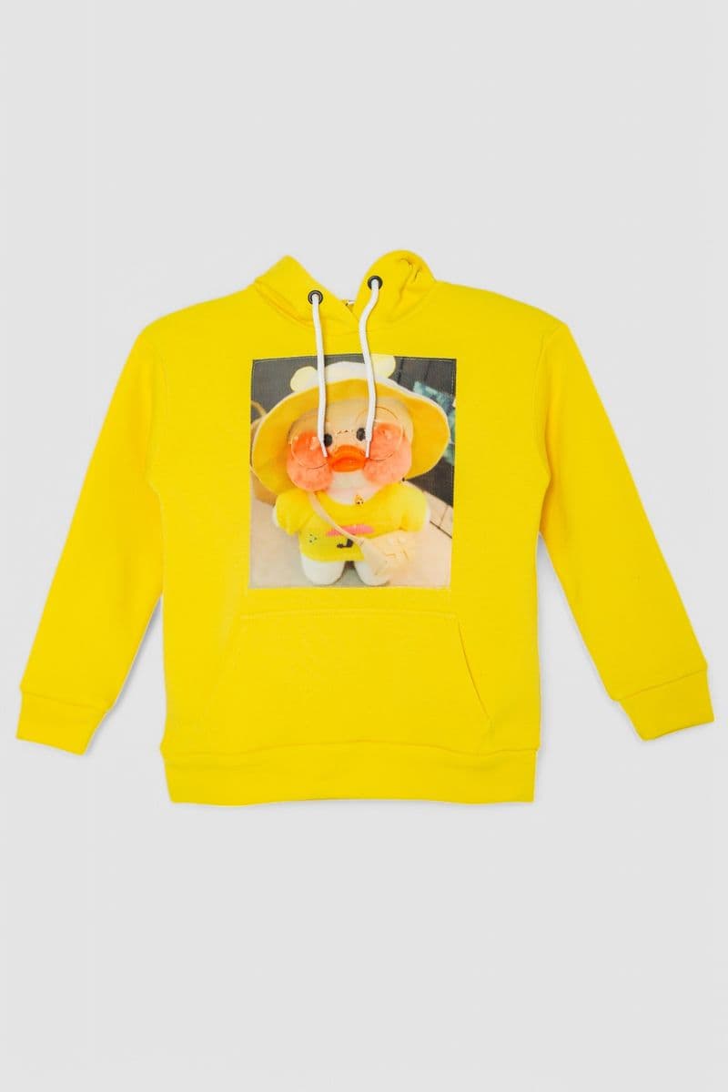 Худі дитячий на флісі з принтом, колір жовтий, 102R1525 - зображення 1