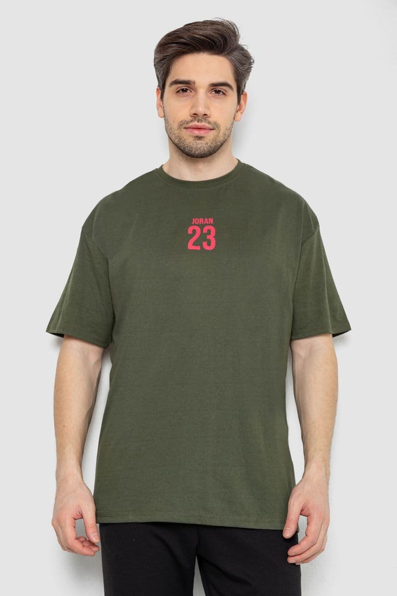 Футболка чоловіча з принтом, колір хакі, 244R7024 - зображення 1