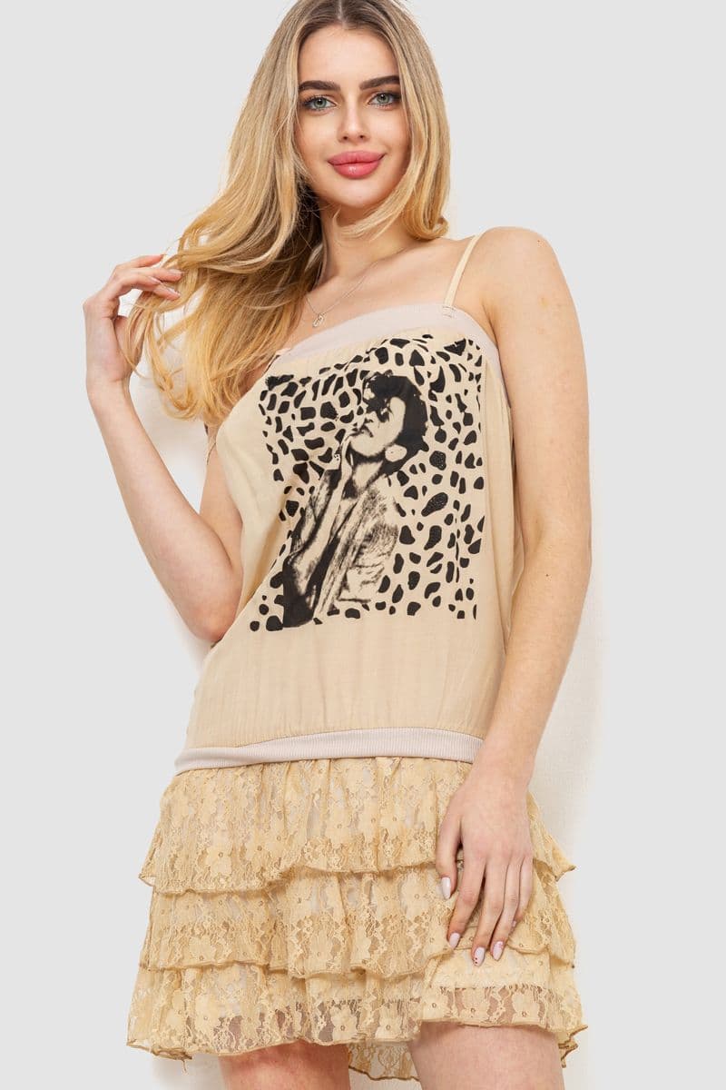 Сарафан, колір бежевий, 244R032 - зображення 1