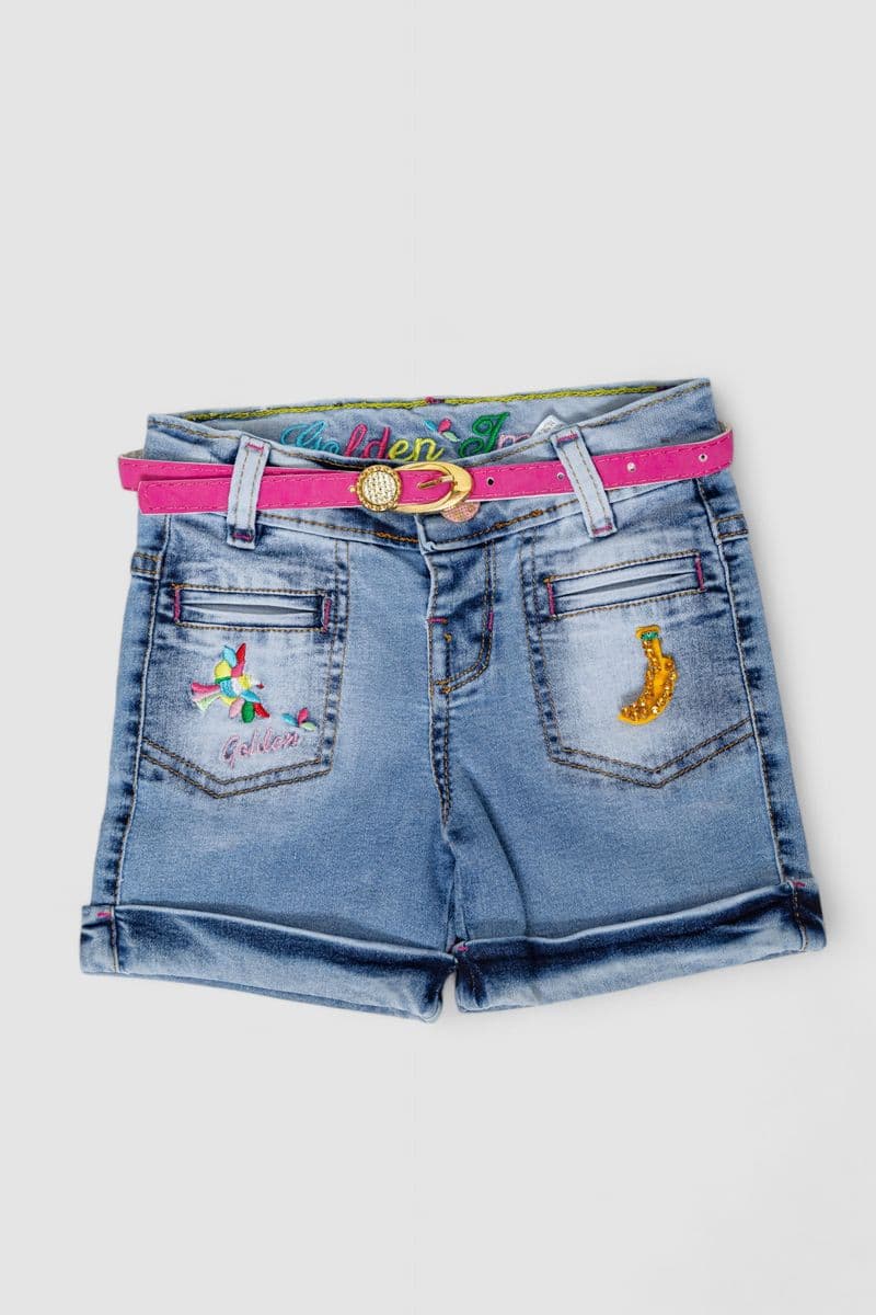 Шорти джинсові для дівчинки, колір синій, 247R1210-1 - зображення 1