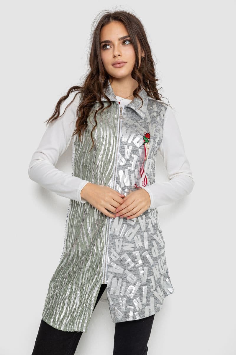 Сукня на блискавці в комплекті з лонгслівом, колір сіро-оливковий, 247R16959 - зображення 1