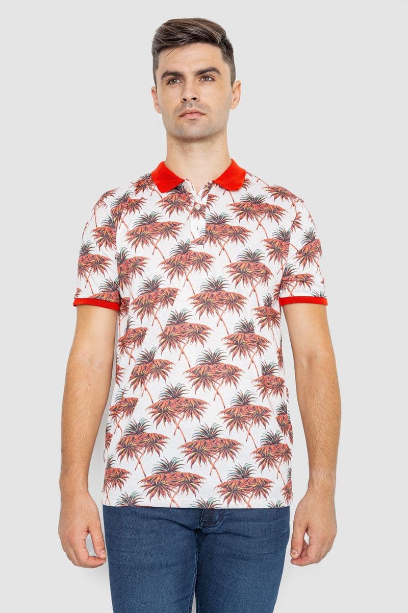 Поло чоловіче з принтом, колір червоно-молочний, 247R309 - зображення 1